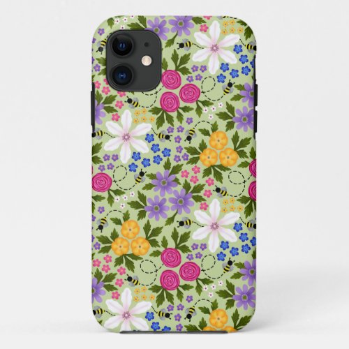 Bees and Buttercups Floral iPhone 11 Case
