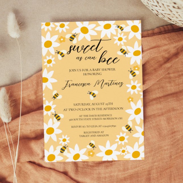 Bees and Daisies Baby Shower Invitation (Creator Uploaded)