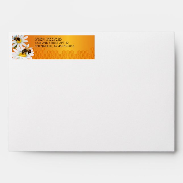 Bees and Daisy Flower Return Address Envelope (Front)