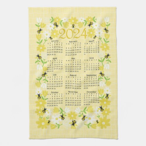 Bees and Flowers 2024 Kitchen Towel