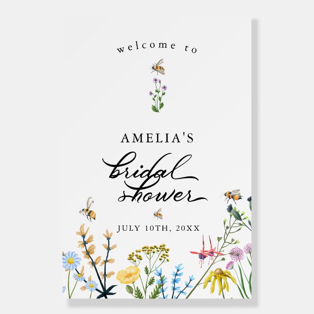 Bees and Flowers | Bridal Shower Welcome Poster (Front)