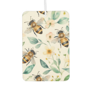 Bees and Flowers - Cream Floral Honey Bee Pattern Air Freshener