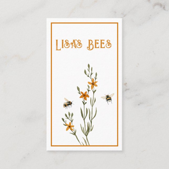 Bees and Flowers Fresh Honey Business Card (Front)