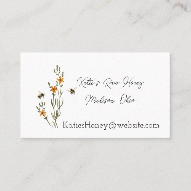 Bees and Flowers Honey Business Card (Front)