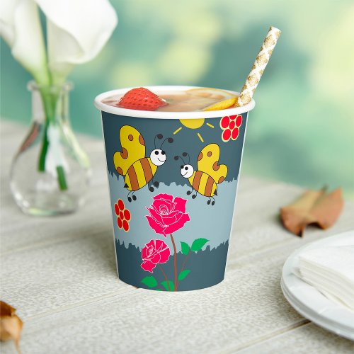 Bees And Flowers Paper Cups