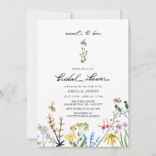 Bees and Flowers Watercolor Bridal Shower Invitation