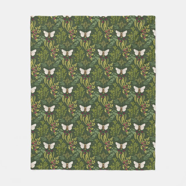 Bees and Foliage Fleece Blanket (Front)