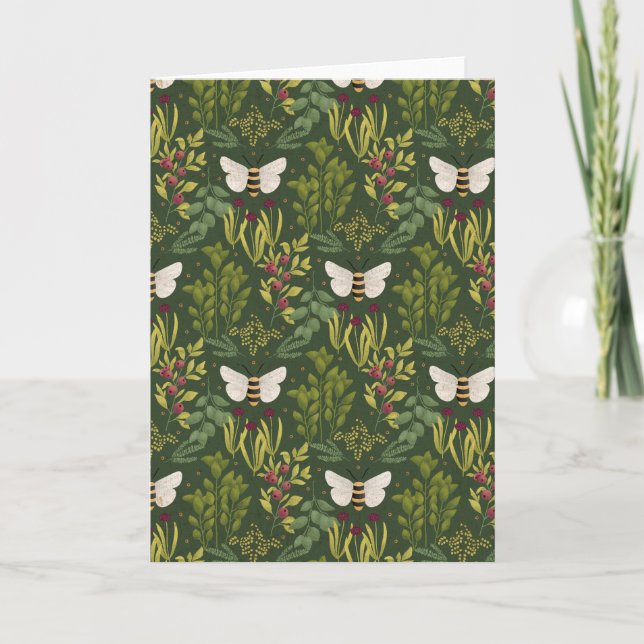 Bees and Foliage Greeting Card (Front)