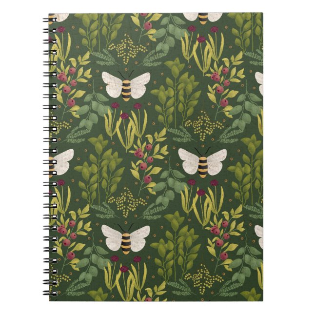 Bees and Foliage Spiral Notebook (Front)
