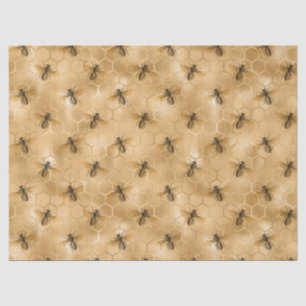Bees and Gold Honeycomb Decoupage Tissue Paper