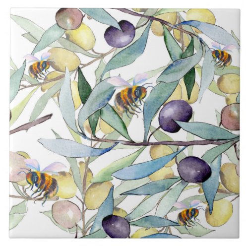 Bees and Grapes Ceramic Tile