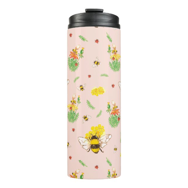Bees and Happy Beetles Thermal Tumbler (Front)