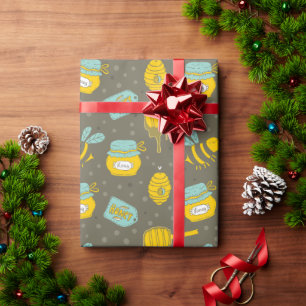 Bees and Honey Jar Holiday Wrapping Paper