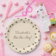 Bees and Honeycomb First Birthday Paper Plates