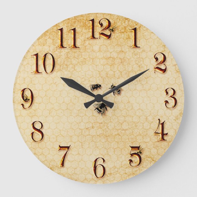 Bees and Honeycomb Large Clock (Front)