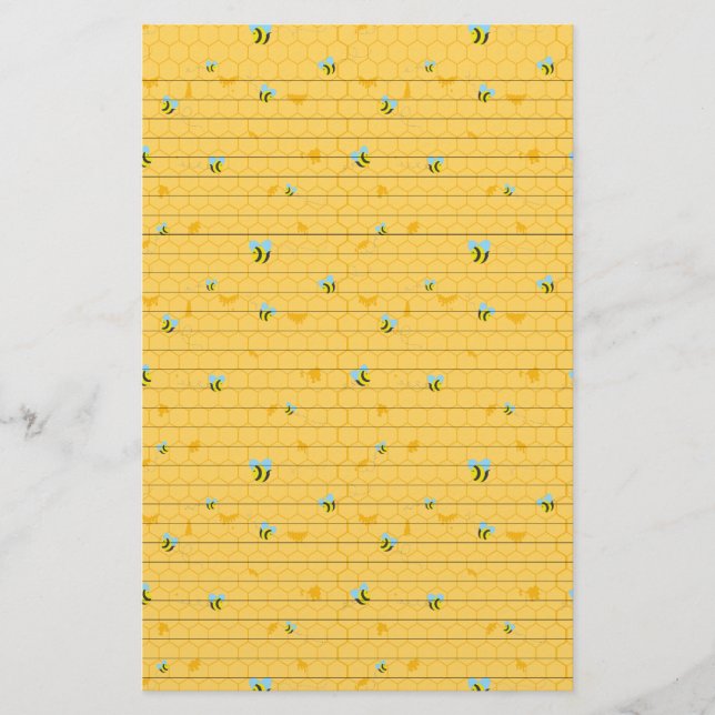 Bees and Honeycomb Lined Stationery (Front)