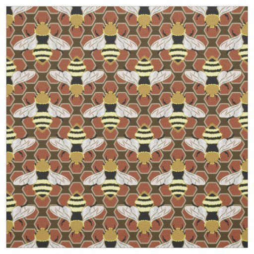 Bees and Honeycomb Pattern Fabric