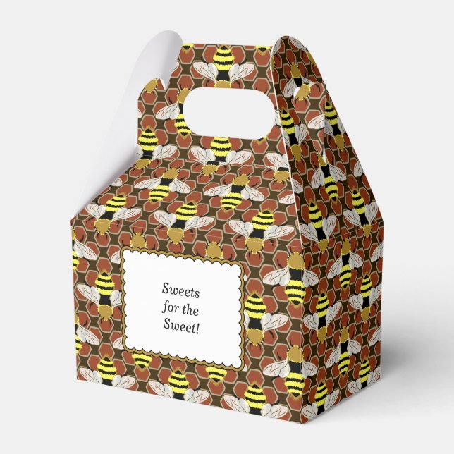 Bees and Honeycomb Pattern Favor Boxes (Front Side)