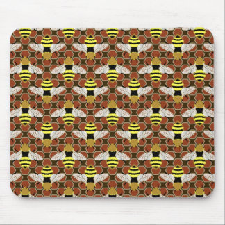 Bees and Honeycomb Pattern Mouse Pad