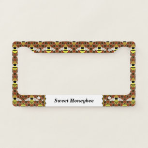 Bees and Honeycomb Pattern Personalized License Plate Frame