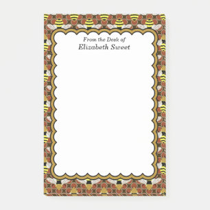 Bees and Honeycomb Pattern Post-it Notes