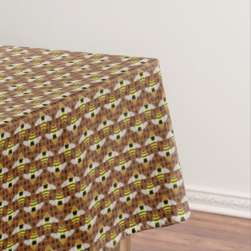 Bees and Honeycomb Pattern Tablecloth