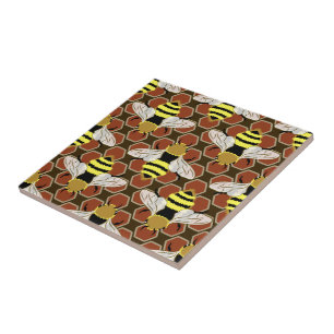 Bees and Honeycomb Pattern Tile