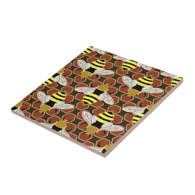 Bees and Honeycomb Pattern Tile (Side)