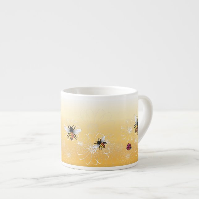 Bees and ladybug espresso cup (Front Right)