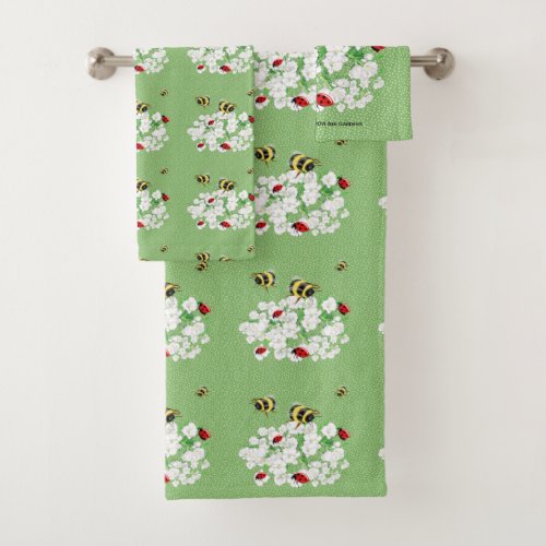 BEES and LadyBugs _ Art by LeahG Save The Bees Bath Towel Set