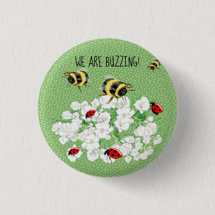 BEES and LadyBugs - Art by LeahG Save The Bees Button
