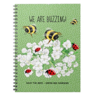 BEES and LadyBugs - Art by LeahG Save The Bees Notebook