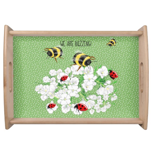 BEES and LadyBugs - Art by LeahG Save The Bees Serving Tray (Front)
