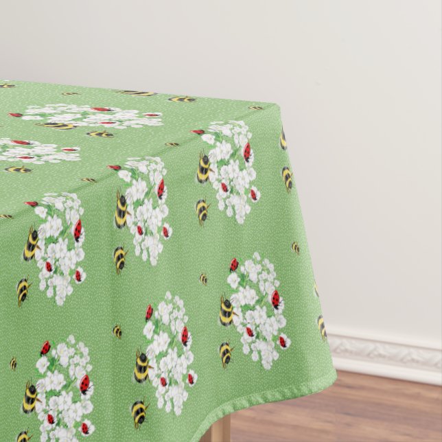 BEES and LadyBugs - Art by LeahG Save The Bees Tablecloth (In Situ)