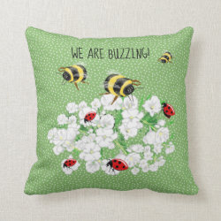 BEES and LadyBugs - Art by LeahG Save The Bees Throw Pillow