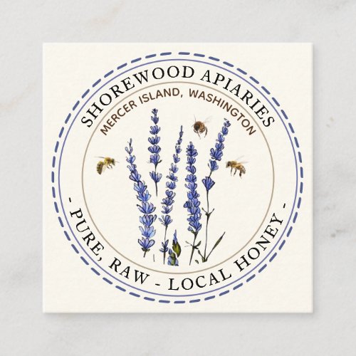 Bees and Lavender Honey Ivory Business Card
