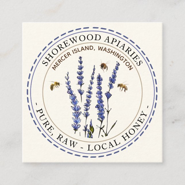 Bees and Lavender Honey Ivory Business Card (Front)