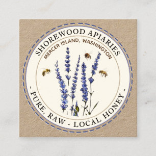 Bees and Lavender Honey Kraft Business Card