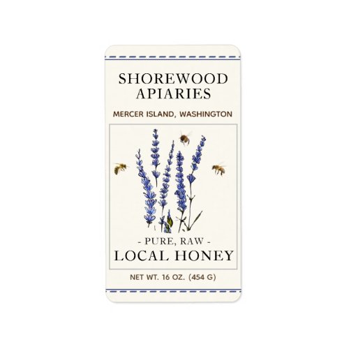 Bees and Lavender Mini Honey Label