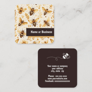 Bees and leaves square business card