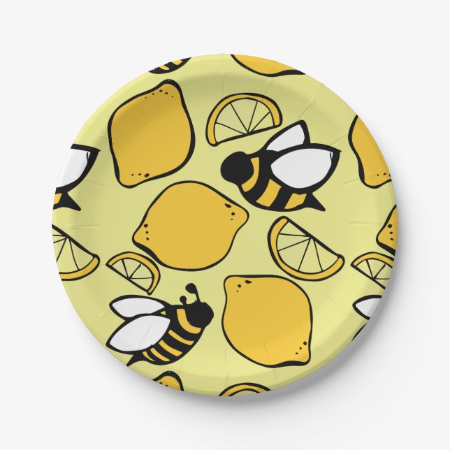 Bees and Lemons for Lemonade Paper Plates (Front)