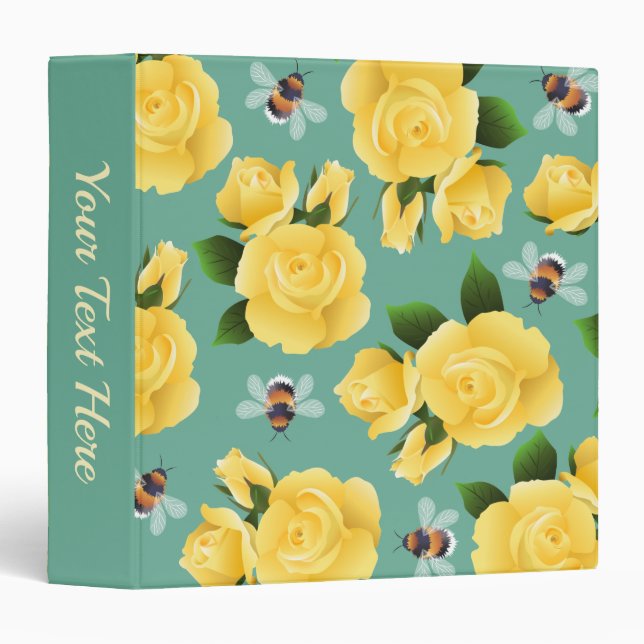 Bees And Roses 3 Ring Binder (Front/Spine)