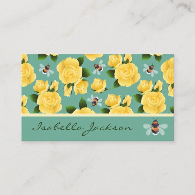 Bees And Roses Business Card (Front)