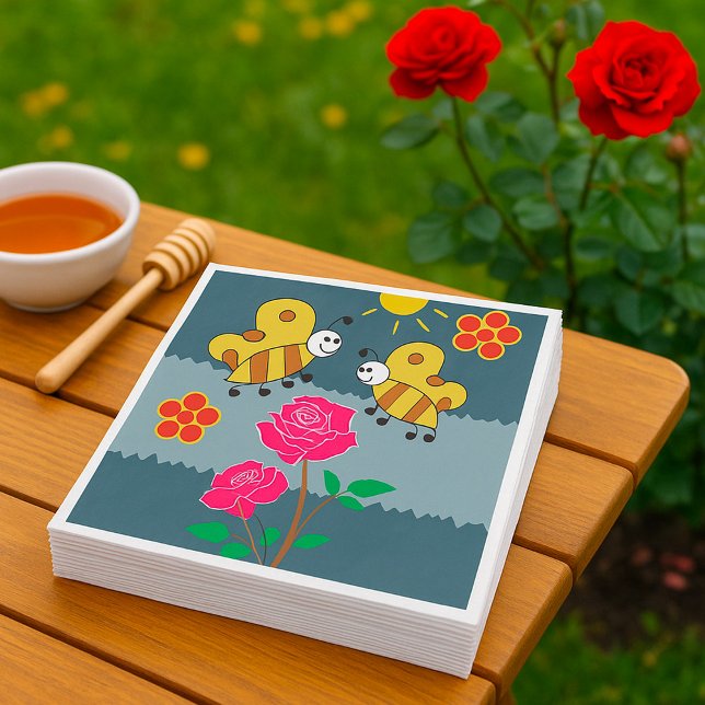 Bees and Roses Floral Garden Napkins (Creator Uploaded)