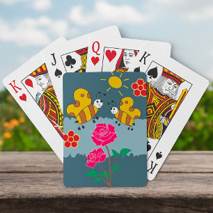 Bees and Roses Floral Garden Poker Cards