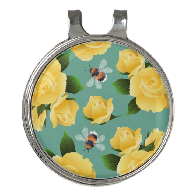 Bees And Roses Golf Hat Clip (Front)