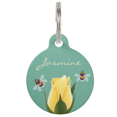 Bees And Roses Pet ID Tag
