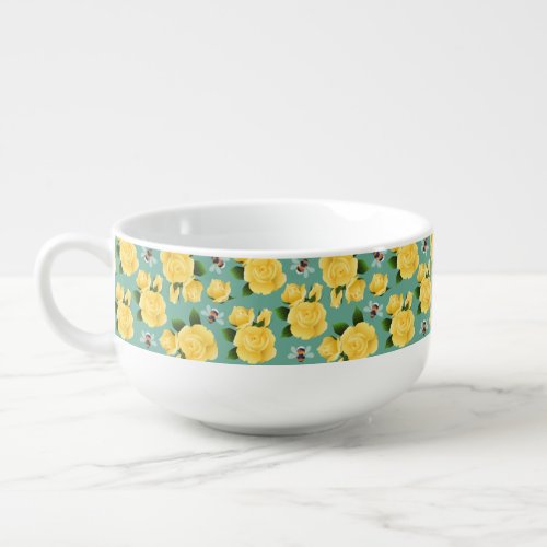 Bees And Roses Soup Mug