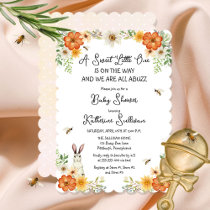 Bees and Spring Flowers | Bunny Girl Baby Shower Invitation