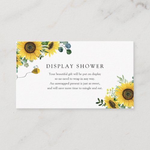 Bees and Sunflower Display Baby Shower insert card